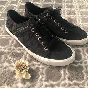 Coach Lesley Black Sneakers with Ribbon Laces